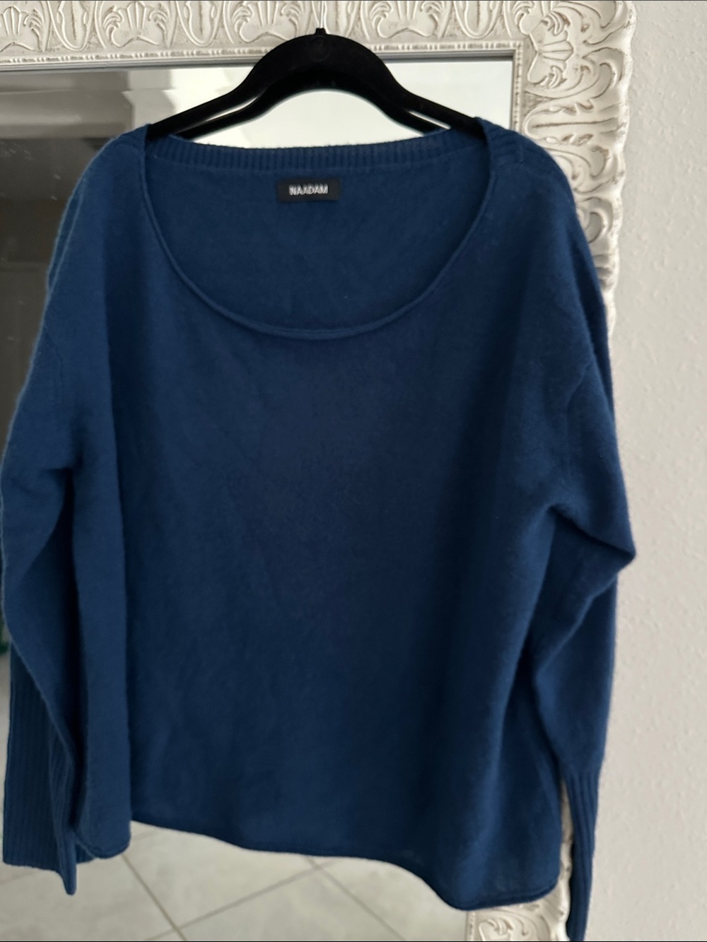 NAADAM Deep Blue Cashmere Scoop-Neck Sweater